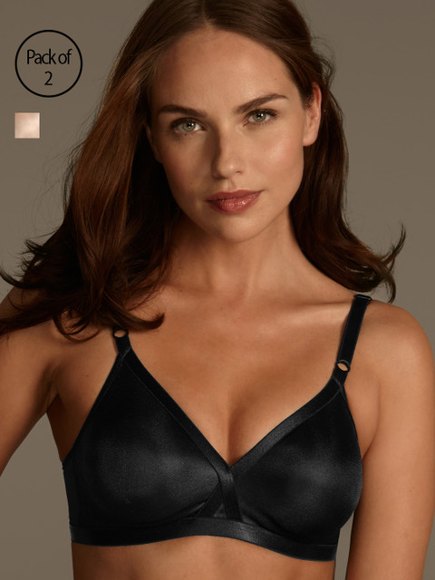

Marks & Spencer Pack of 2 Solid Non-Wired Non Padded Everyday Bra T337142ALMOND, Beige