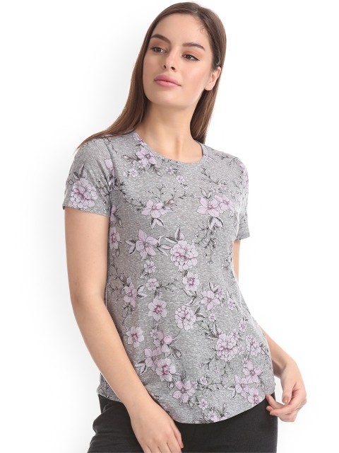

Aeropostale Women Grey Printed Round Neck T-shirt