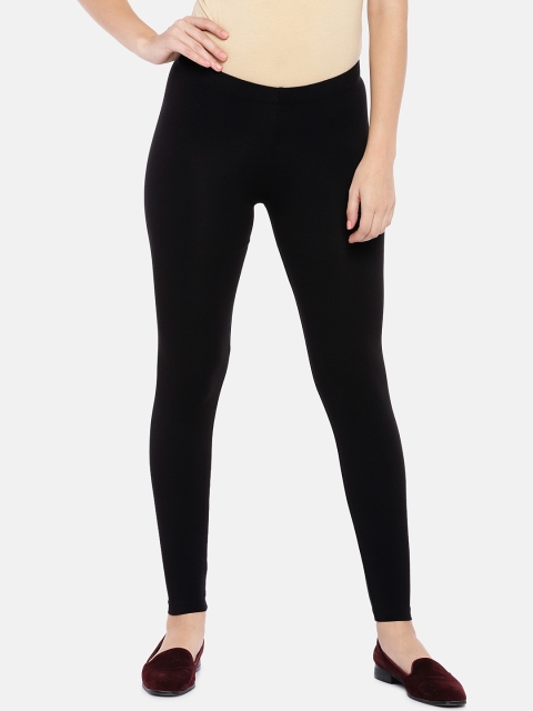 

Cottonworld Women Black Solid Leggings