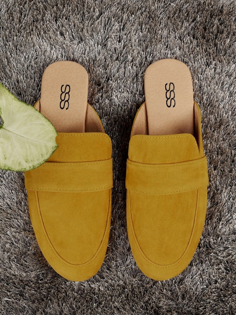 

Street Style Store Women Mustard Yellow Solid Mules