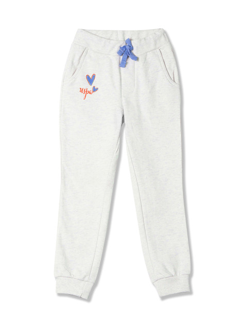 

U.S. Polo Assn. Kids Girls White Solid Slim-Fit Joggers
