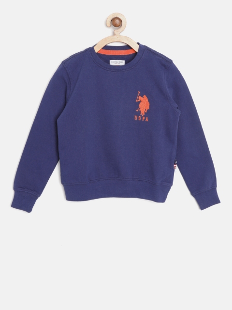 

U.S. Polo Assn. Kids Boys Navy Blue Solid Sweatshirt