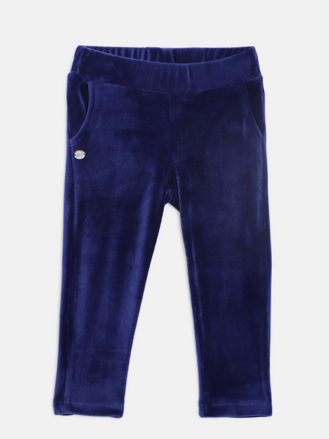

U.S. Polo Assn. Kids Girls Blue Solid Velvet-Finish Track Pants