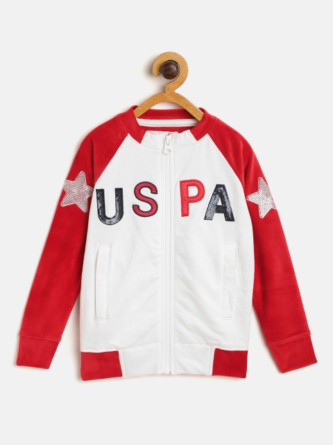 

U.S. Polo Assn. Kids Girls White & Red Colourblocked Sweatshirt