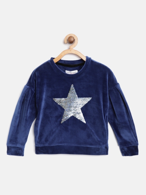 

U.S. Polo Assn. Kids Girls Navy Blue Flip Sequin Sweatshirt