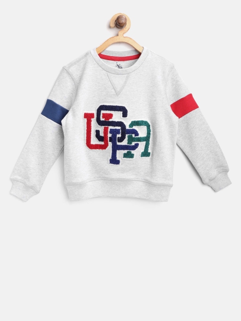 

U.S. Polo Assn. Kids Boys Grey Melange Applique Sweatshirt