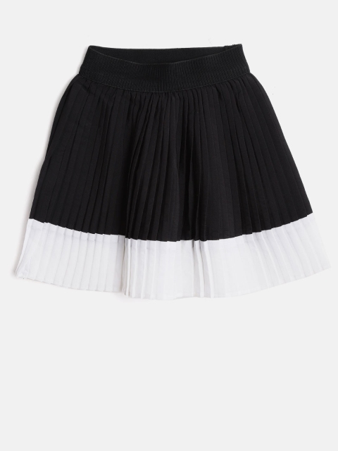 

U.S. Polo Assn. Kids Girls Black & White Colourblocked Accordion Pleat Skirt
