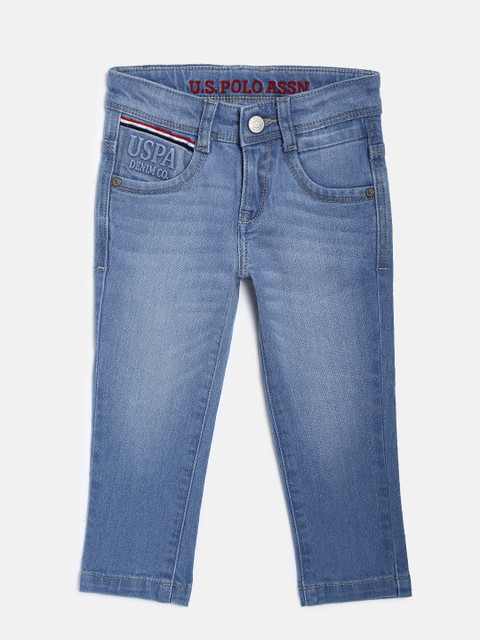 

U.S. Polo Assn. Kids Boys Blue Skinny Fit Mid-Rise Clean Look Stretchable Jeans