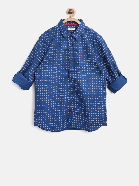 

U.S. Polo Assn. Kids Navy Blue Regular Fit Paisley Print Casual Shirt