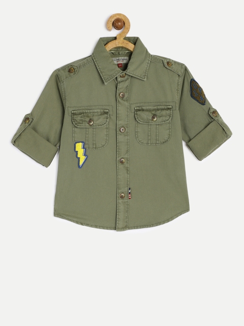 

U.S. Polo Assn. Kids Boys Olive Green Regular Fit Solid Casual Shirt