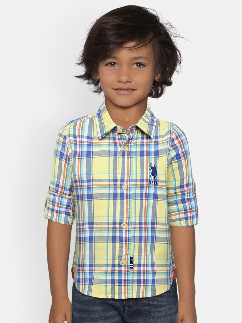 

U.S. Polo Assn. Kids Boys Yellow & Blue Checked Casual Shirt