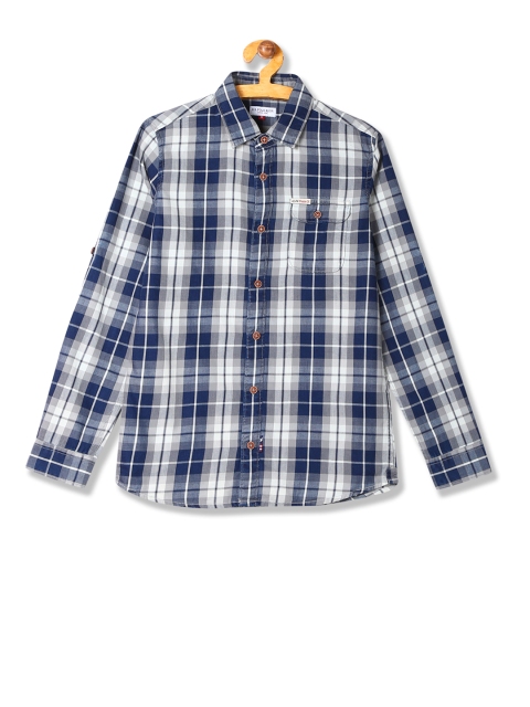 

U.S. Polo Assn. Kids Boys Navy Blue Regular Fit Checked Casual Shirt