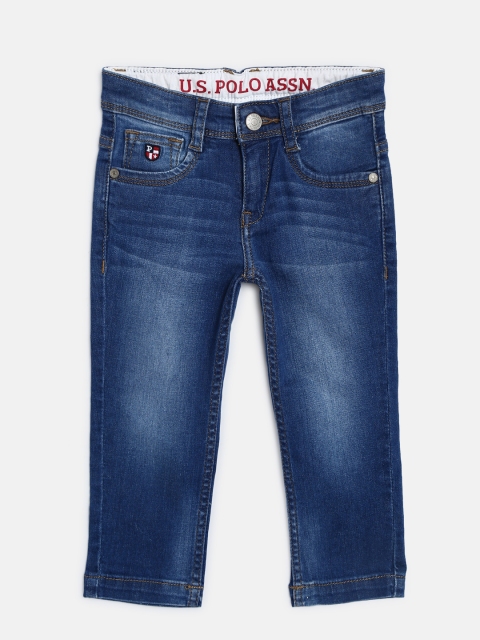 

U.S. Polo Assn. Kids Boys Blue Slim Fit Mid-Rise Clean Look Stretchable Jeans