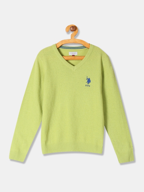 

U.S. Polo Assn. Kids Boys Lime Green Solid Sweater