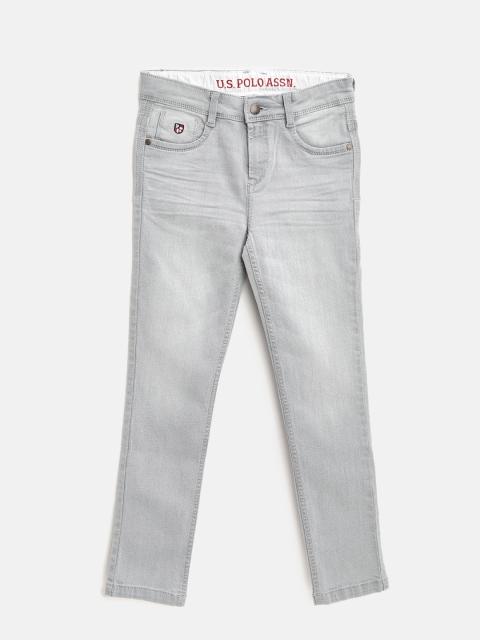 

U.S. Polo Assn. Kids Boys Grey Regular Fit Mid-Rise Clean Look Stretchable Jeans