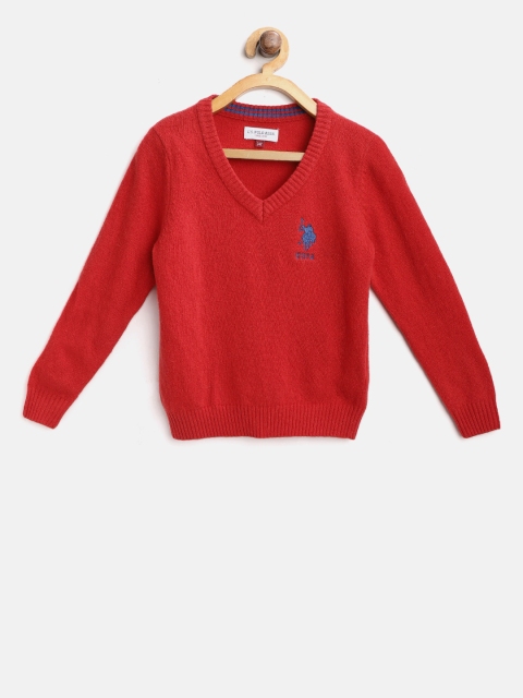 

U.S. Polo Assn. Kids Boys Red Solid Sweater