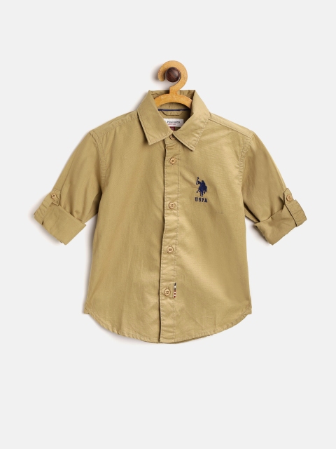 

U.S. Polo Assn. Kids Boys Khaki Regular Fit Solid Casual Shirt