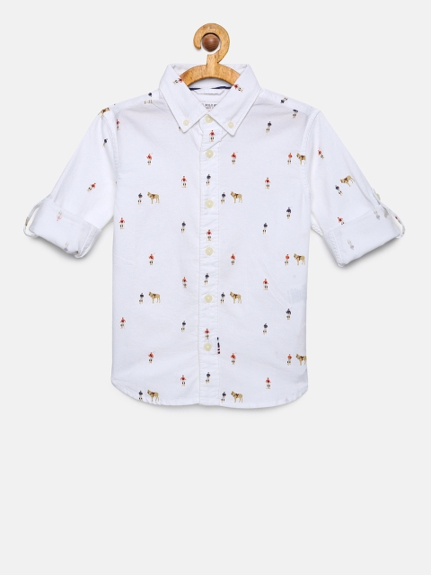 

U.S. Polo Assn. Kids Boys White Regular Fit Printed Casual Shirt