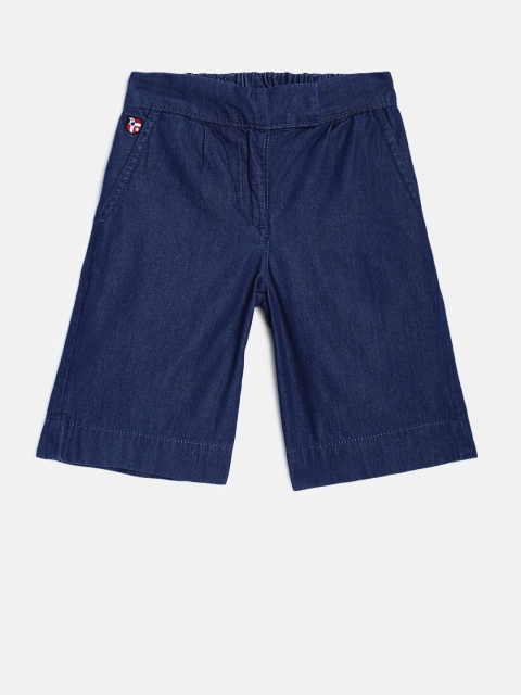 

U.S. Polo Assn. Kids Girls Blue Regular Fit Solid Culottes