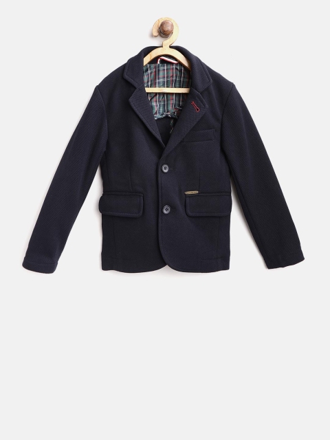 

U.S. Polo Assn. Kids Boys Navy Blue Solid Single-Breasted Casual Blazer