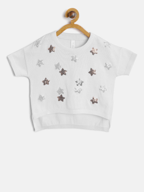 

U.S. Polo Assn. Kids Girls White Sequinned Pullover