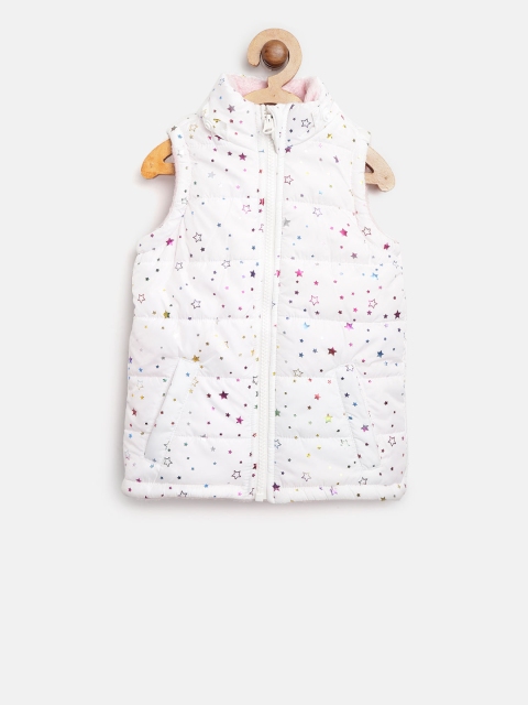

U.S. Polo Assn. Kids Girls Off-White & Pink Sleeveless Reversible Puffer Jacket