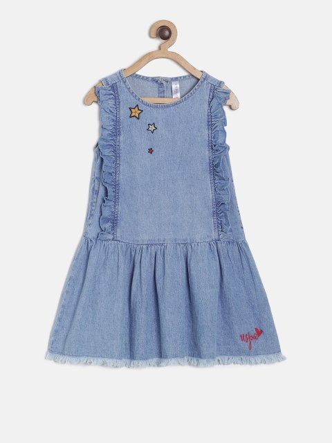 

U.S. Polo Assn. Kids Girls Blue Drop-Waist Dress