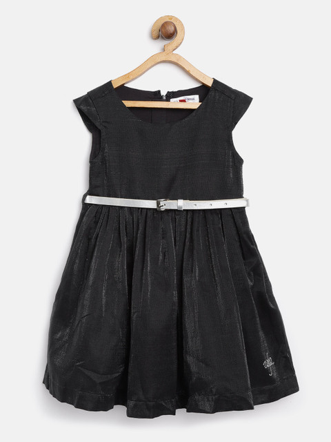 

U.S. Polo Assn. Kids Girls Black Solid Fit & Flare Dress