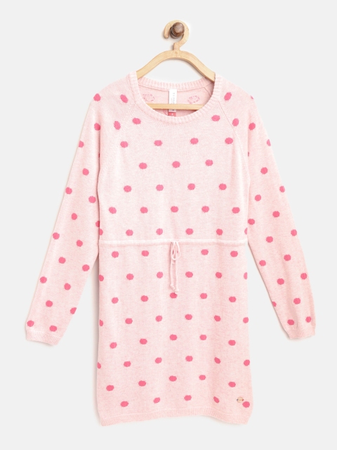 

U.S. Polo Assn. Kids Girls Pink Polka Dot Pattern Sweater Dress