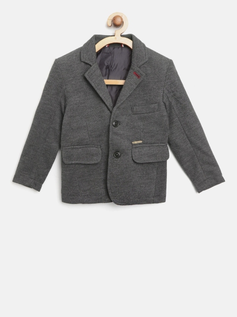 

U.S. Polo Assn. Kids Boys Charcoal Grey Solid Single-Breasted Formal Blazer