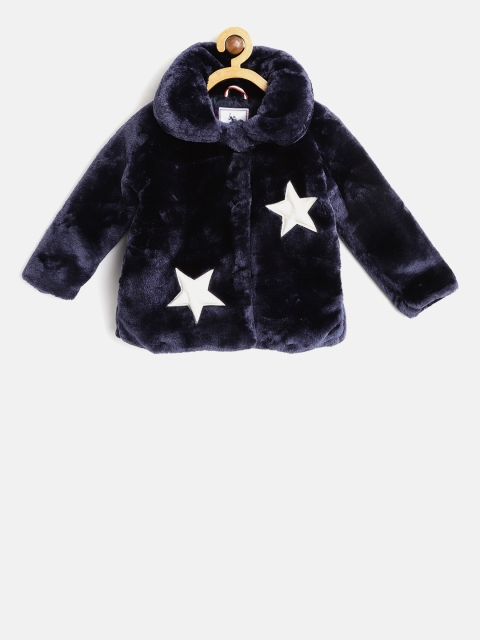 

U.S. Polo Assn. Kids Girls Navy Faux Fur Tailored Jacket, Navy blue