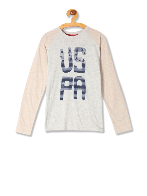 

U.S. Polo Assn. Kids Boys Grey Printed Round Neck T-shirt