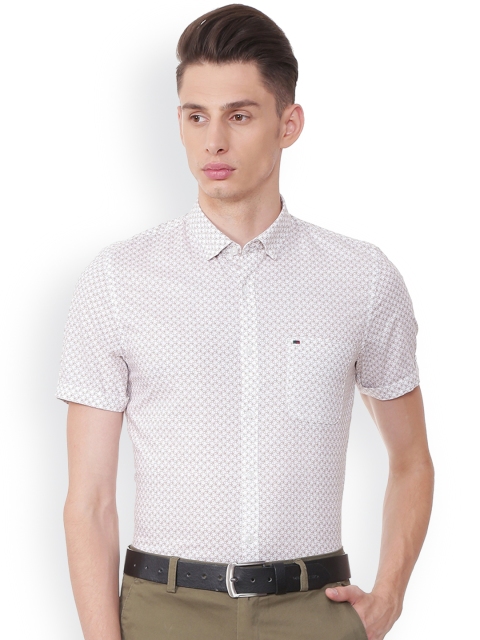 

Peter England Men White & Brown Slim Fit Printed Casual Shirt
