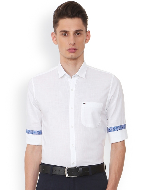 

Peter England Men White Slim Fit Solid Casual Shirt