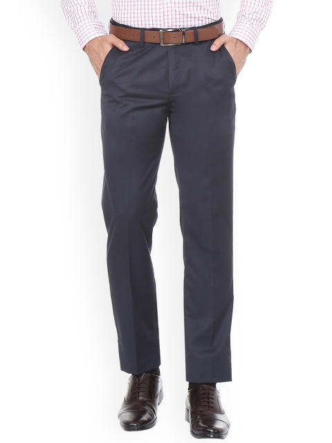 

Peter England Men Blue Slim Fit Self Design Formal Trousers