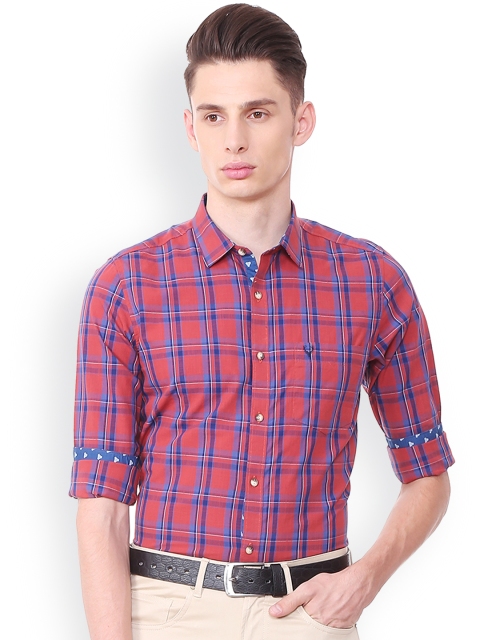 

Allen Solly Men Red & Blue Slim Fit Checked Casual Shirt