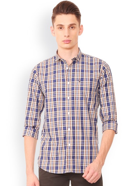 

Allen Solly Men Blue & Brown Slim Fit Checked Casual Shirt