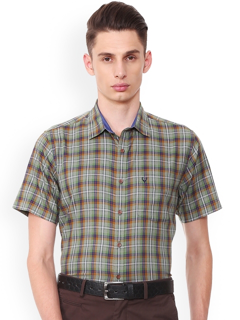 

Allen Solly Men Olive Green Regular Fit Checked Casual Shirt