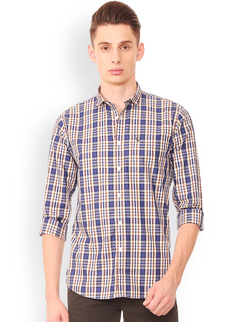 

Allen Solly Men Blue & Brown Slim Fit Checked Casual Shirt
