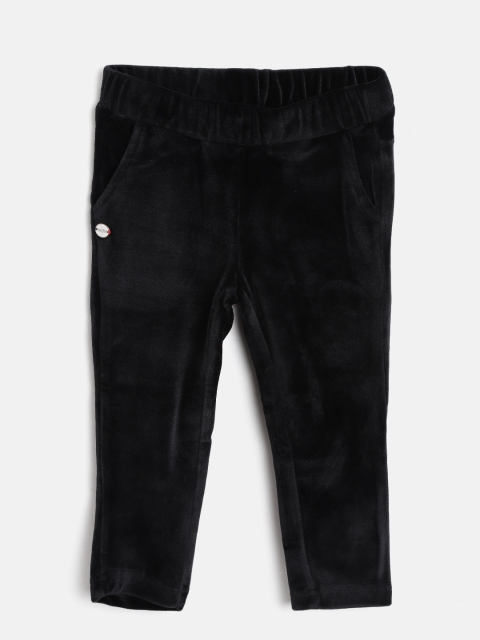 

U.S. Polo Assn. Kids Girls Black Solid Velvet-Finish Track Pants