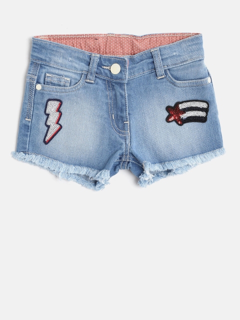 

U.S. Polo Assn. Kids Girls Blue Washed Regular Fit Denim Shorts