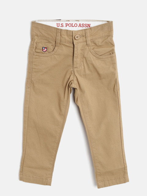 

U.S. Polo Assn. Kids Boys Khaki Slim Fit Solid Regular Trousers