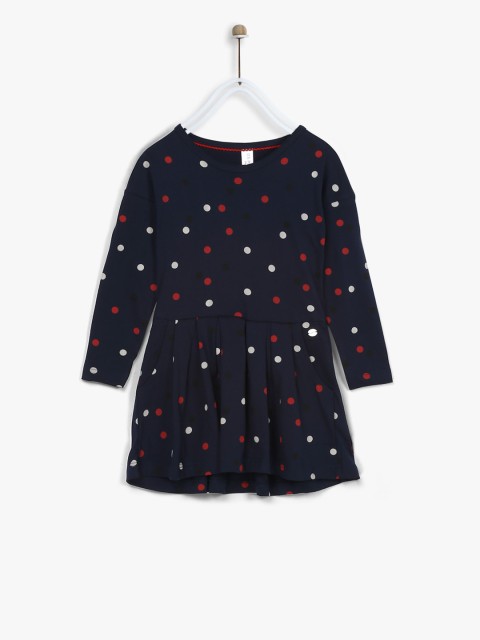 

U.S. Polo Assn. Kids Girls Navy Blue Printed A-Line Dress