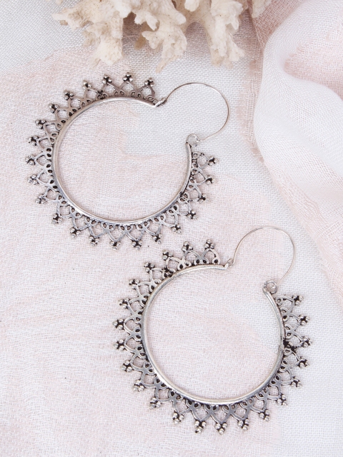 

Ayesha Silver-Toned Circular Hoop Earrings