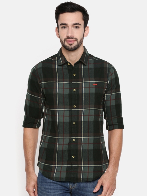 

The Indian Garage Co Men Charcoal Grey & Black Regular Fit Checked Casual Shirt