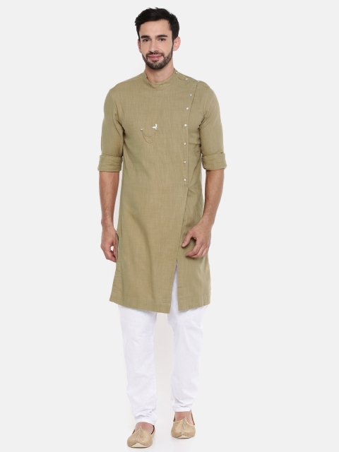 

Freehand Men Khaki Solid Straight Kurta