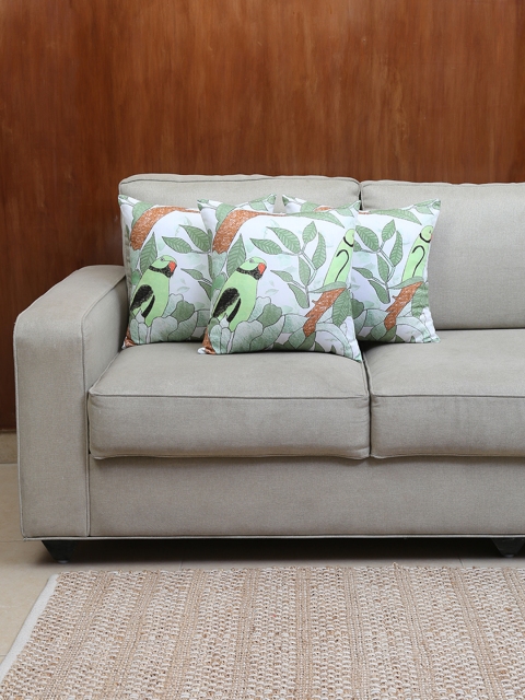 

House This Green Set of 3 Floral Square Cushion Covers