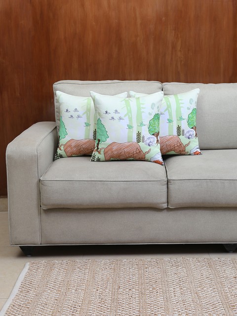 

House This Multicoloured Set of 3 Graphic Square Cushion Covers, Multi
