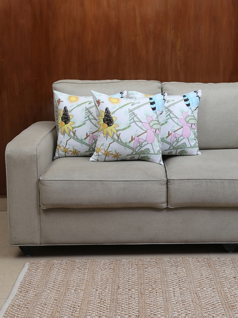 

House This Multicoloured Set of 3 Graphic Square Cushion Covers, Multi