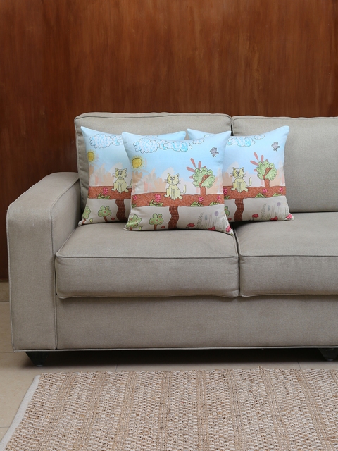 

House This Multicoloured Set of 3 Graphic Square Cushion Covers, Multi